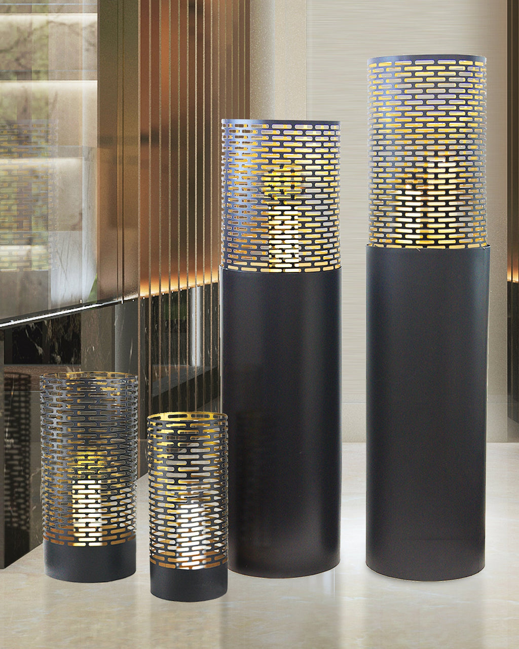 Colonne de bougies ouragan Mandala au sol