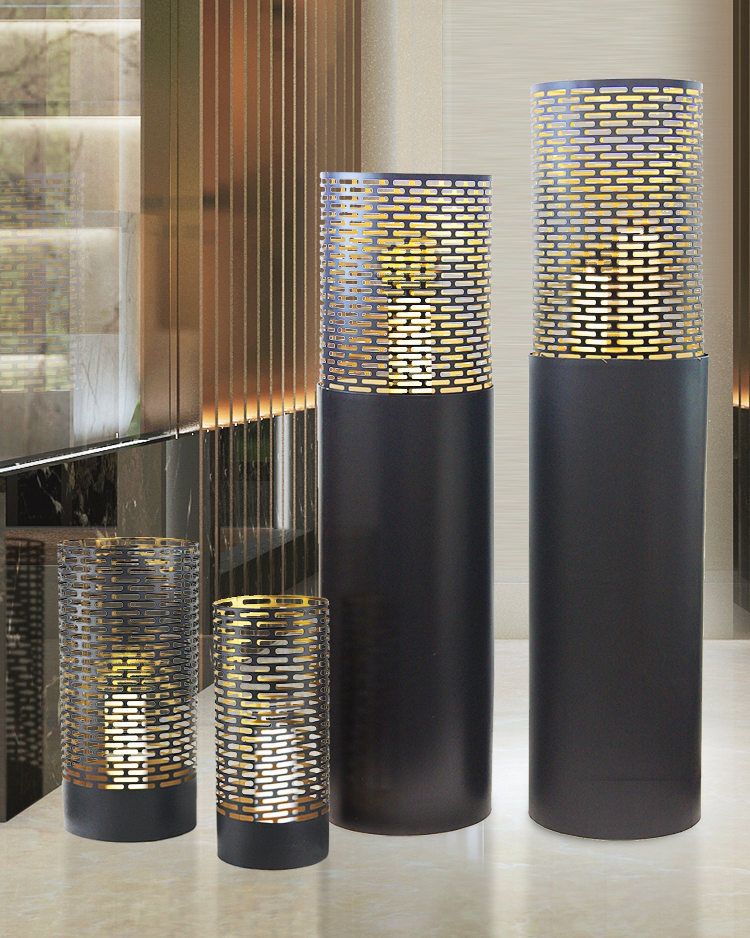 Colonne de bougies ouragan Mandala au sol