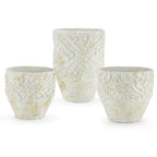 Pot de sol en céramique blanc et or vieilli