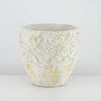 Pot de sol en céramique blanc et or vieilli