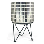 Pot de fleurs en céramique avec support en métal