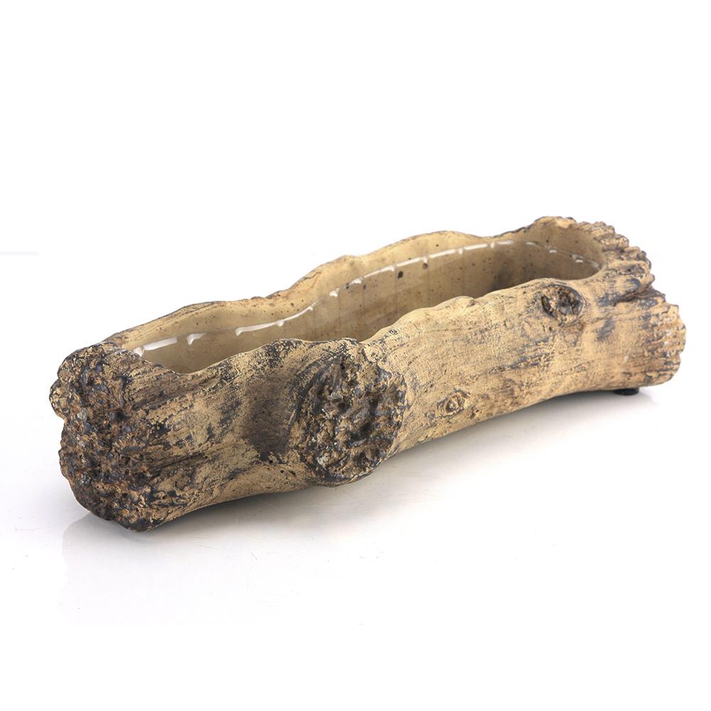 Jardinière en céramique en forme de bûche