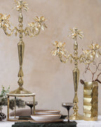 Candélabre à 5 branches en cristal et pétales