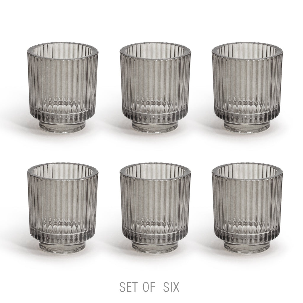 Porte-bougie chauffe-plat en verre côtelé