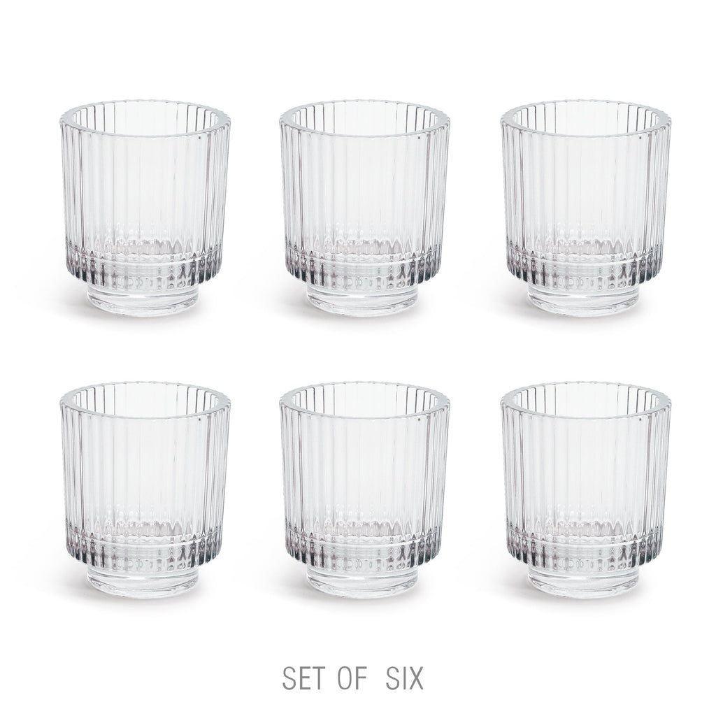 Porte-bougie chauffe-plat en verre côtelé