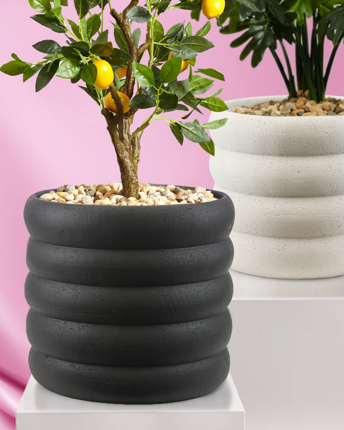 Pot de fleurs arrondi en terre cuite