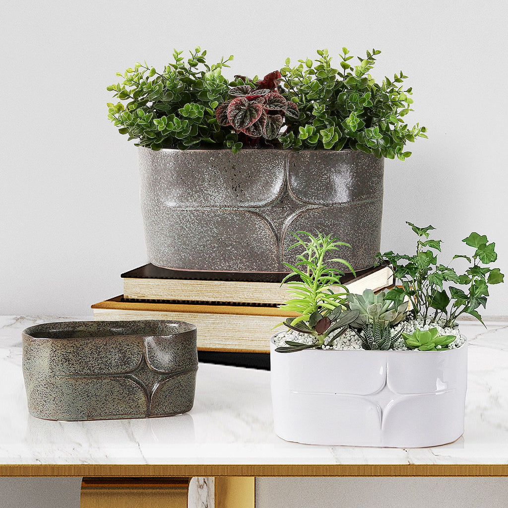 Pot décoratif ovale en céramique