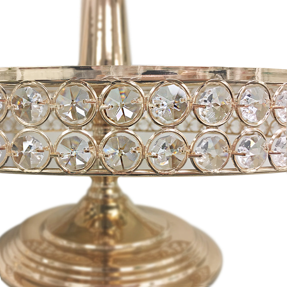 Plateau de service à gâteaux en cristal à double étage