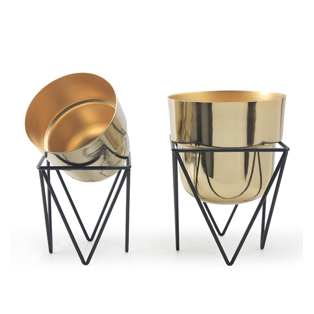 Pot de fleurs en métal Jigsaw avec support