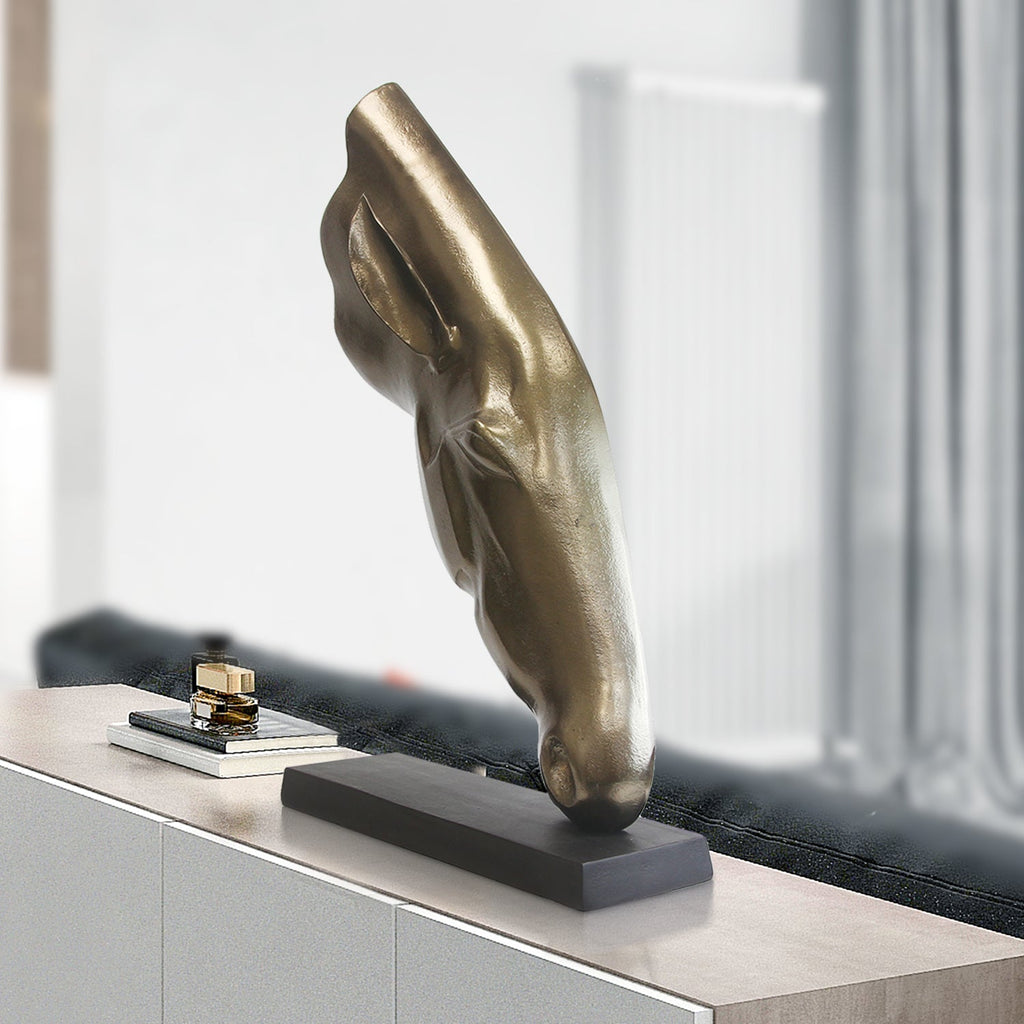 Sculpture de tête de cheval en métal