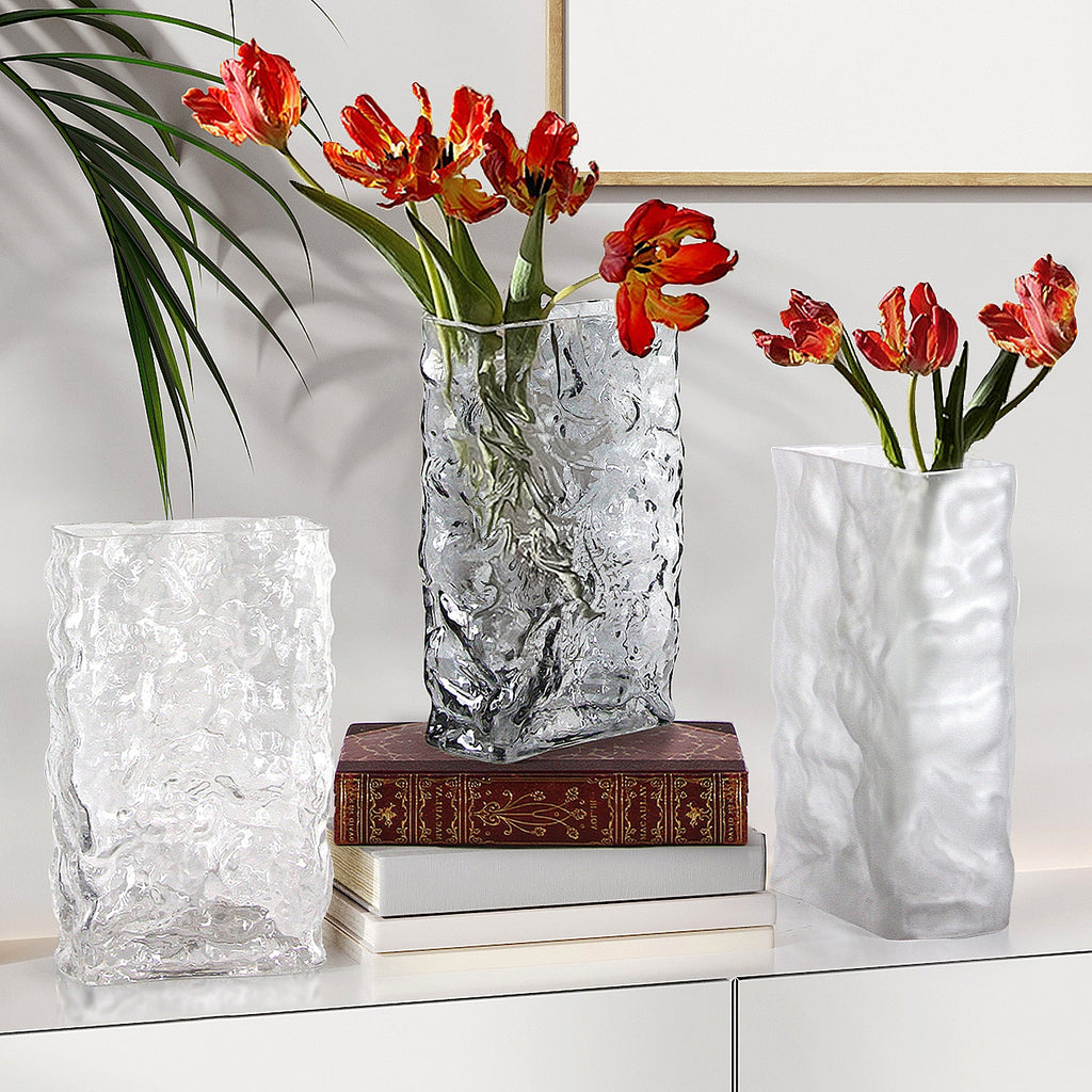 Vase rectangulaire en verre Glacial