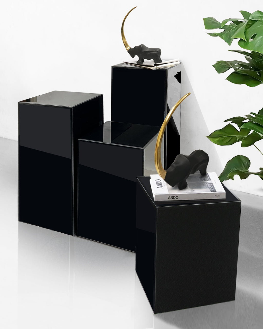 Colonne/Pied d'exposition en verre noir