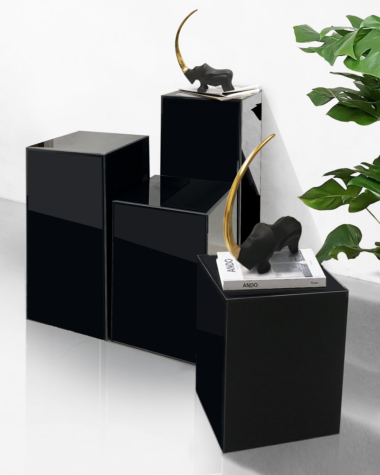 Colonne/Pied d'exposition en verre noir