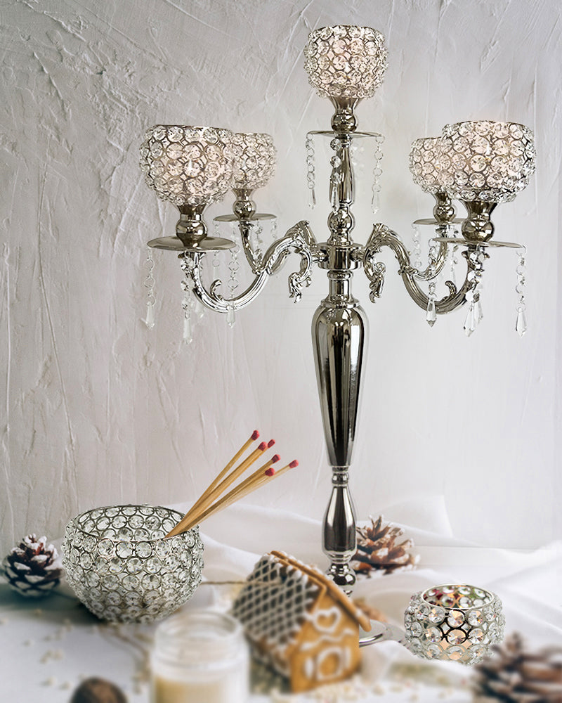 Candélabre suspendu en cristal à 5 ​​bras