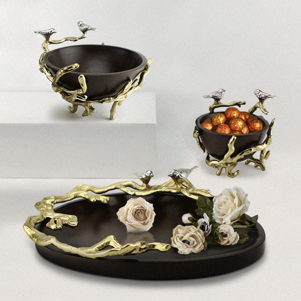 Bol en bois sur support métallique