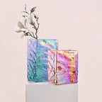 Vase rectangulaire en verre irisé
