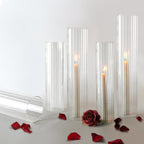 Bougeoir ouragan en verre plissé (lot de 6)