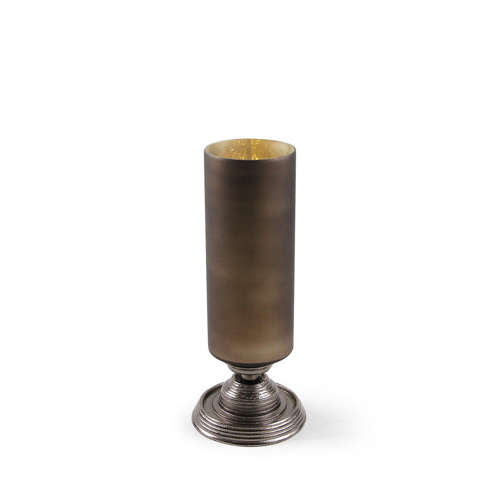 Vase ouragan en verre Borealis avec base en aluminium