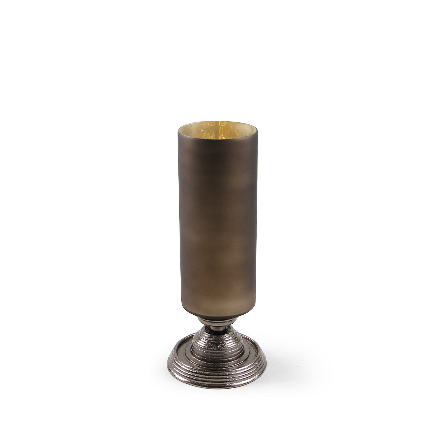 Vase ouragan en verre Borealis avec base en aluminium