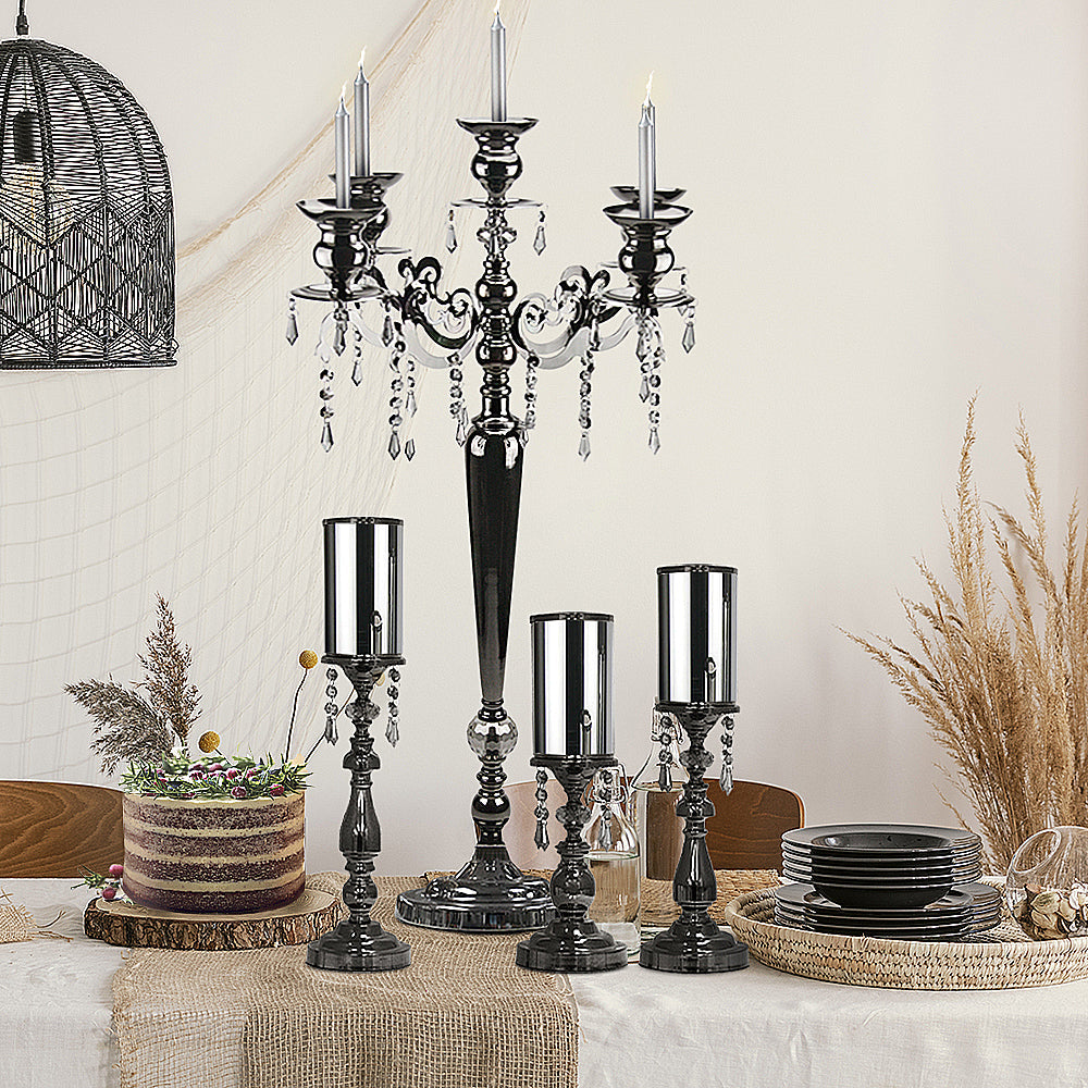 40 Candélabre à 5 bras en cristal noir