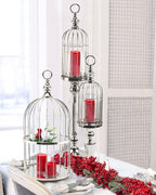 Présentoir à gâteaux à deux étages en forme de cage à oiseaux