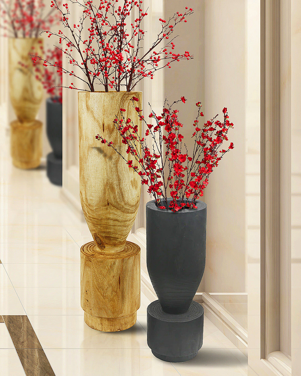 Vase sculptural en bois