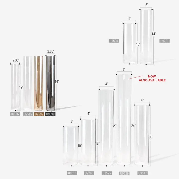 Bougeoirs ouragan en verre en forme de cheminée (lot de 6)