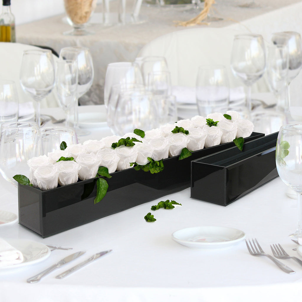 Pot de fleurs rectangulaire réversible en verre noir