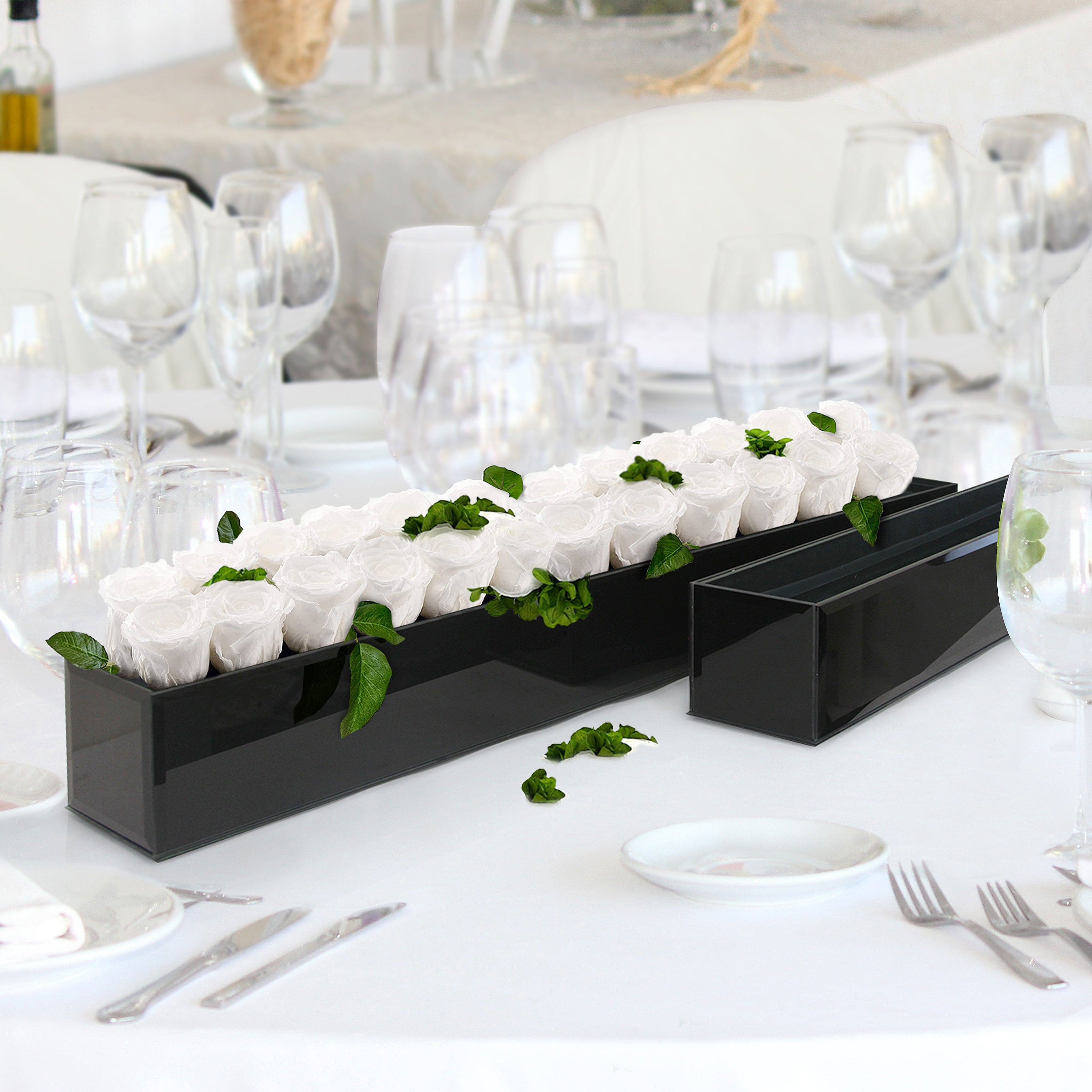 Pot de fleurs rectangulaire réversible en verre noir