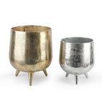 Pot rond en métal trépied