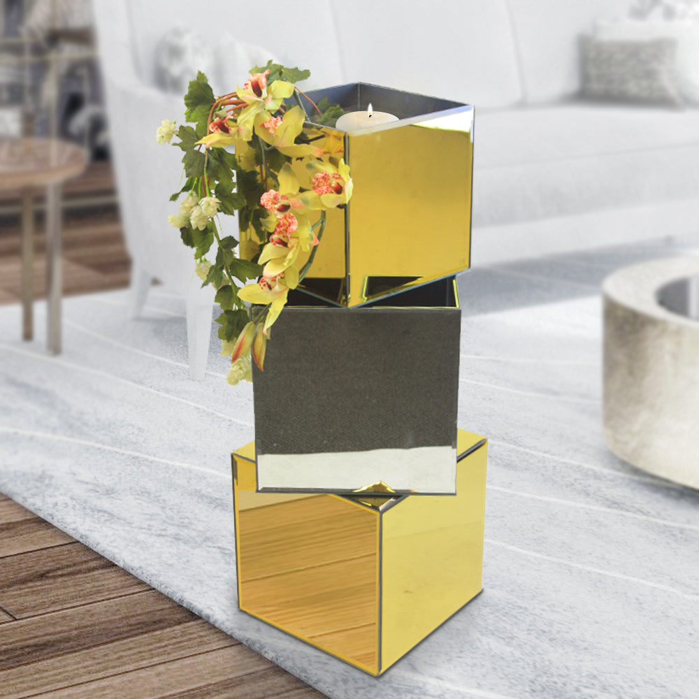 Cube d'aquarium floral à miroir réversible