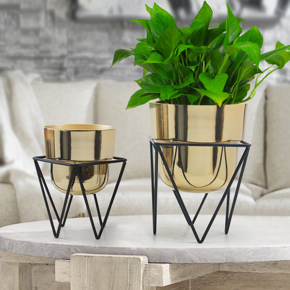 Pot de fleurs en métal Jigsaw avec support