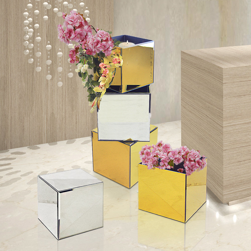 Cube d'aquarium floral à miroir réversible