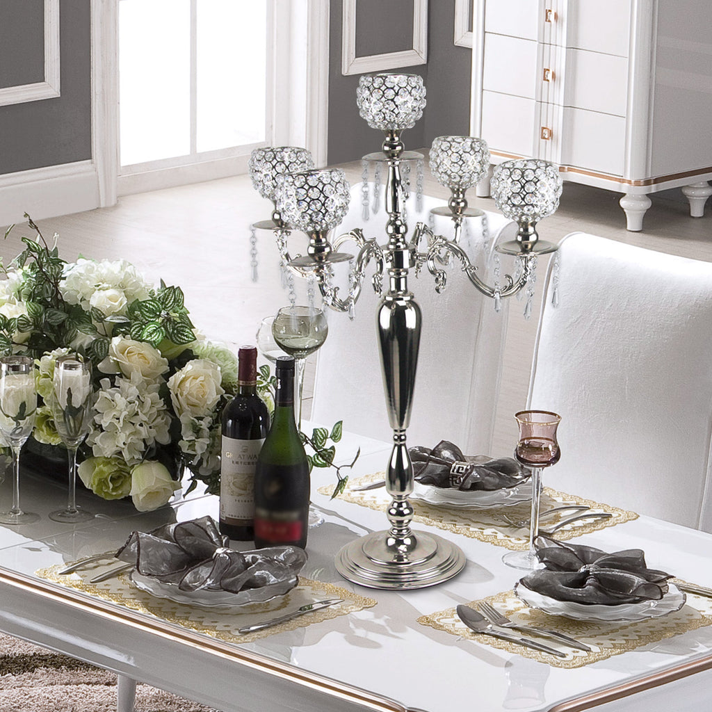 Candélabre suspendu en cristal à 5 ​​bras