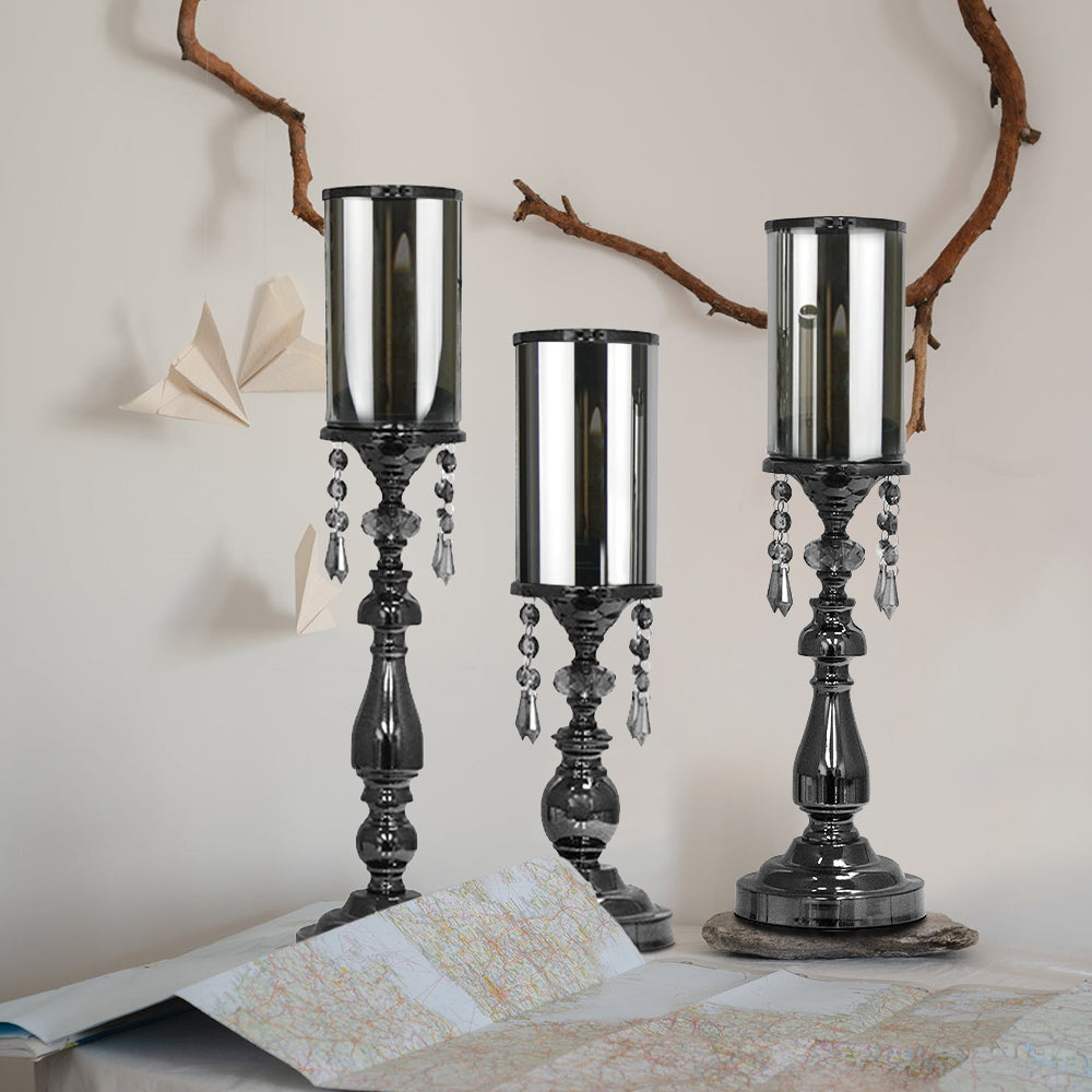 Bougeoir en cristal noir