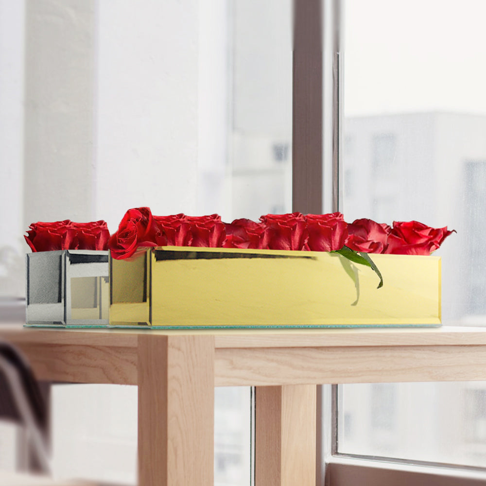 Pot de fleurs rectangulaire en verre miroir