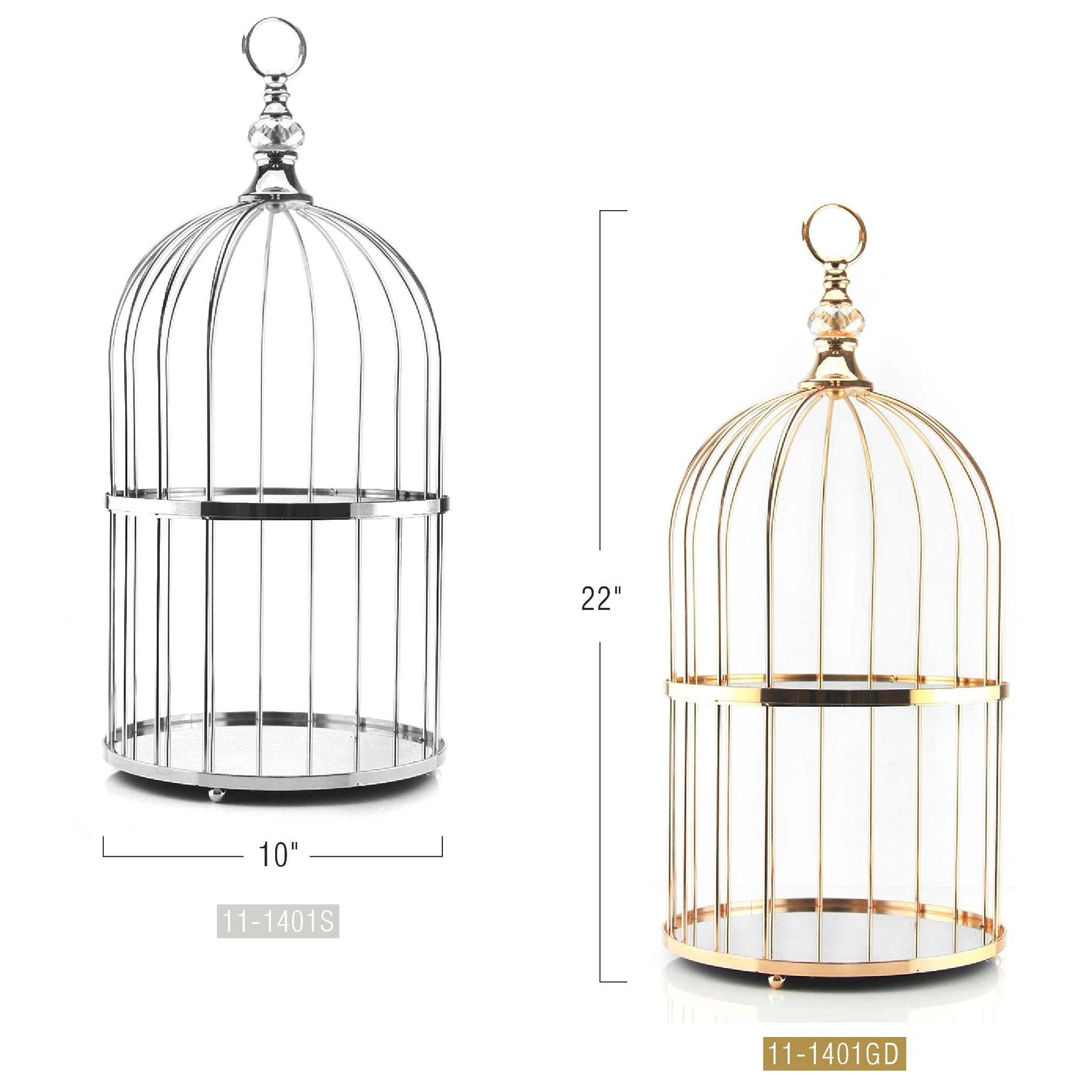 Présentoir à gâteaux à deux étages en forme de cage à oiseaux