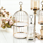 Présentoir à gâteaux à deux étages en forme de cage à oiseaux