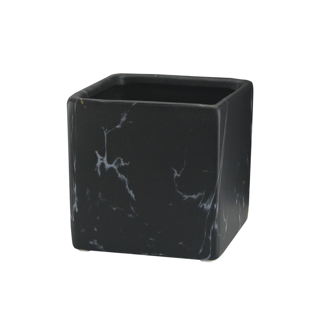 Pot carré d'intérieur en céramique effet marbre