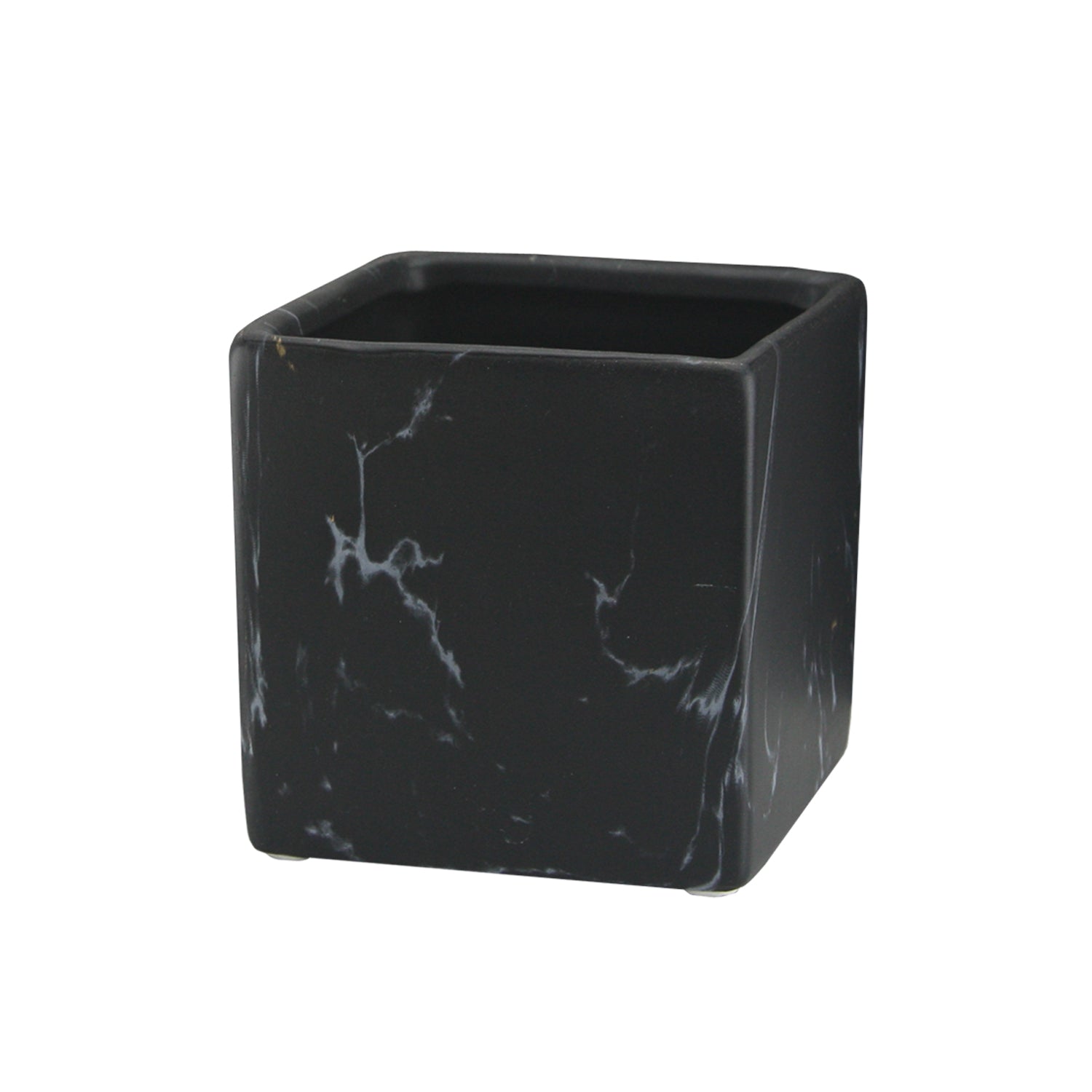 Pot carré d'intérieur en céramique effet marbre