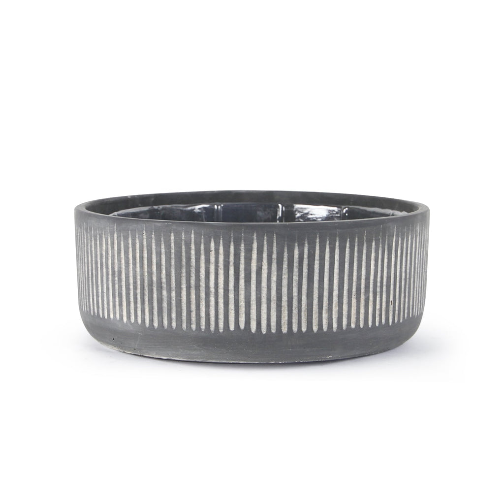 Pot de fleurs en céramique à rainures en bambou