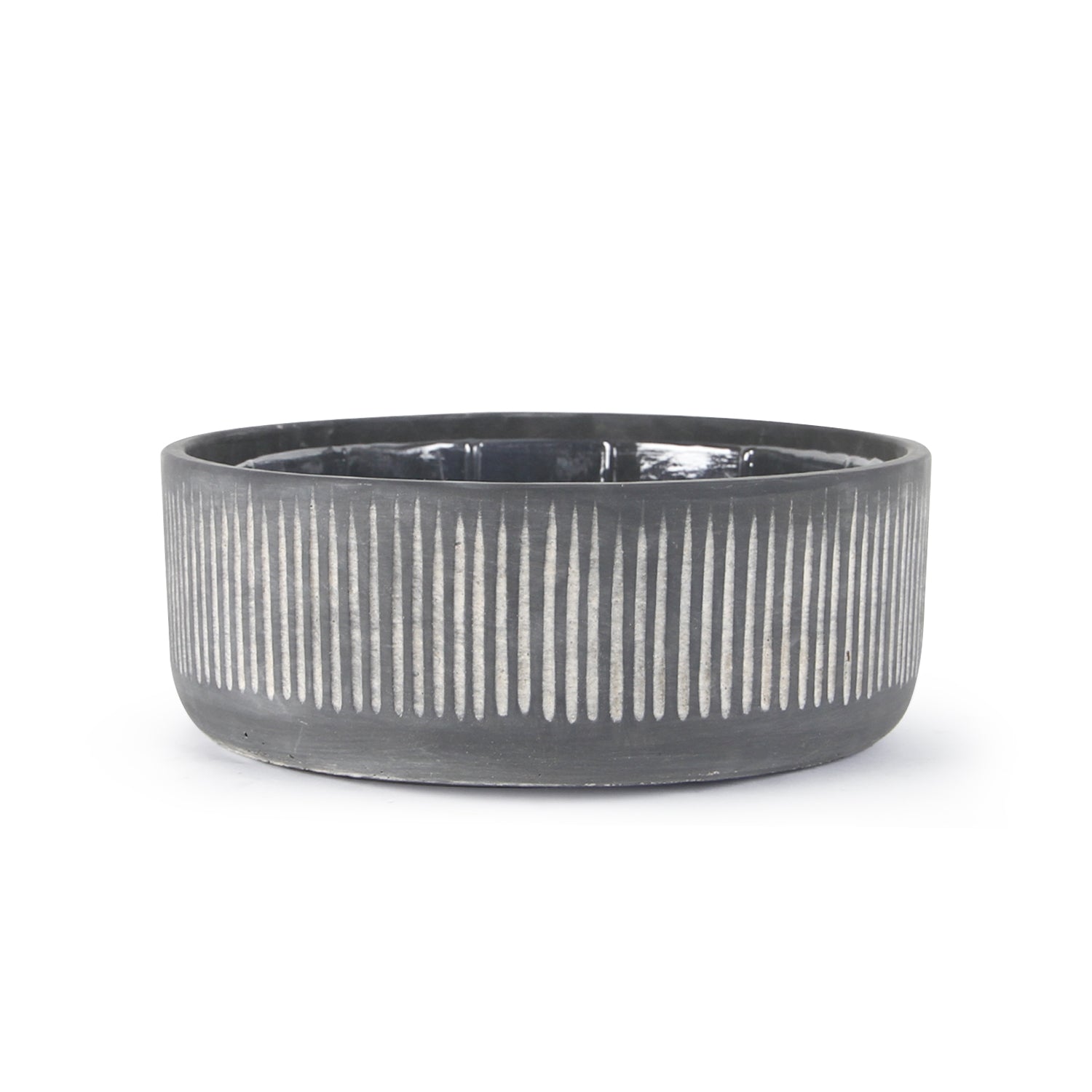 Pot de fleurs en céramique à rainures en bambou