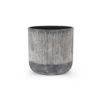 Pot de fleurs en céramique à rainures en bambou