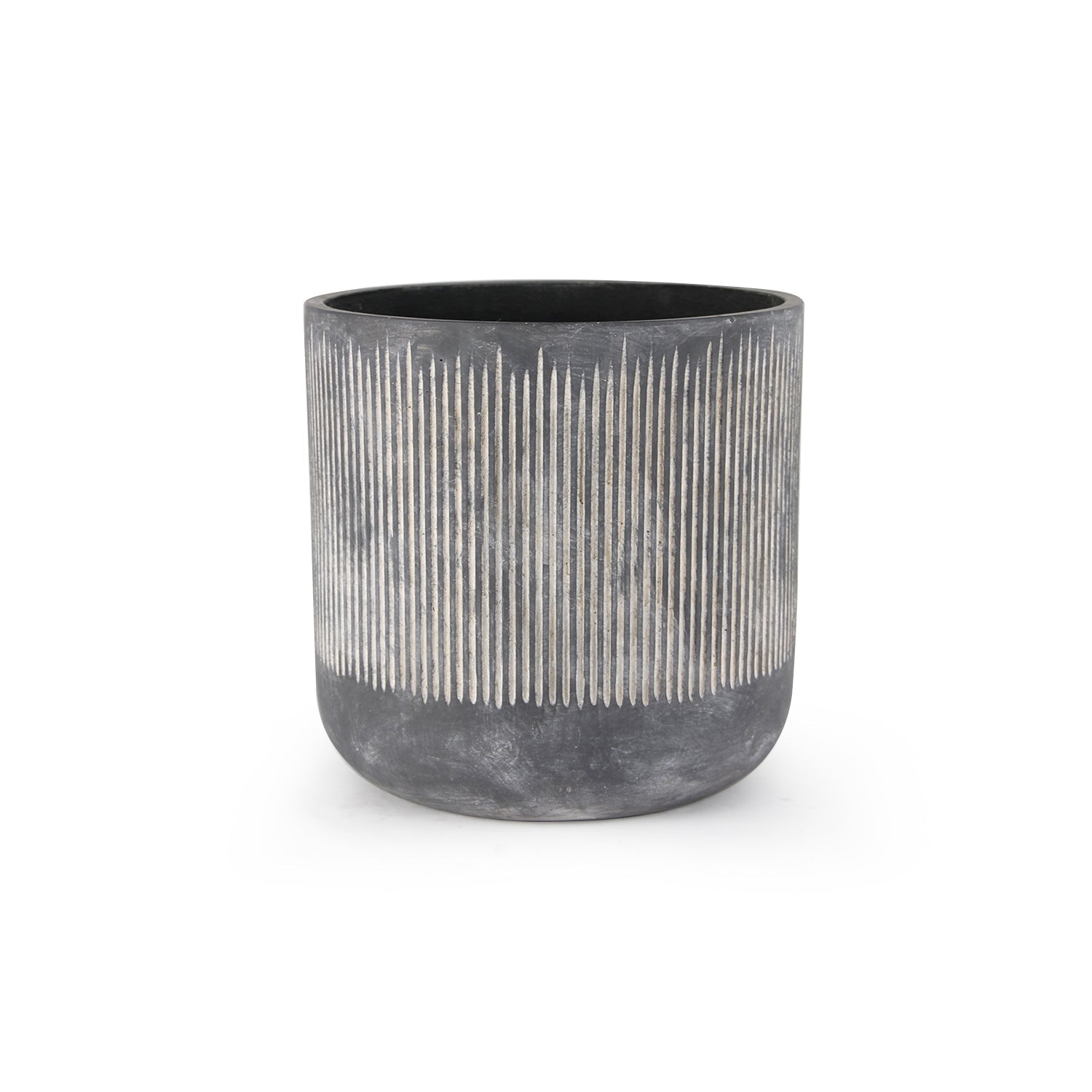 Pot de fleurs en céramique à rainures en bambou