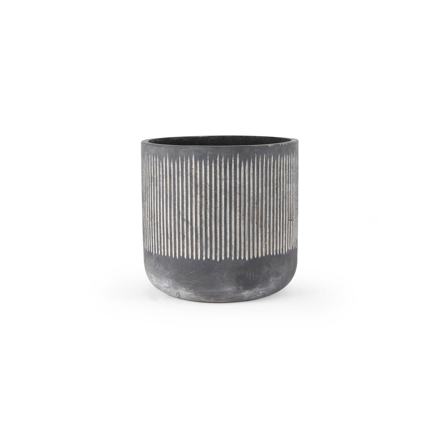 Pot de fleurs en céramique à rainures en bambou