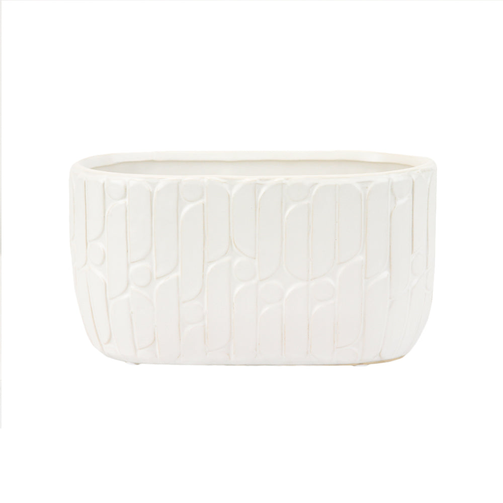 Pot en céramique rainurée