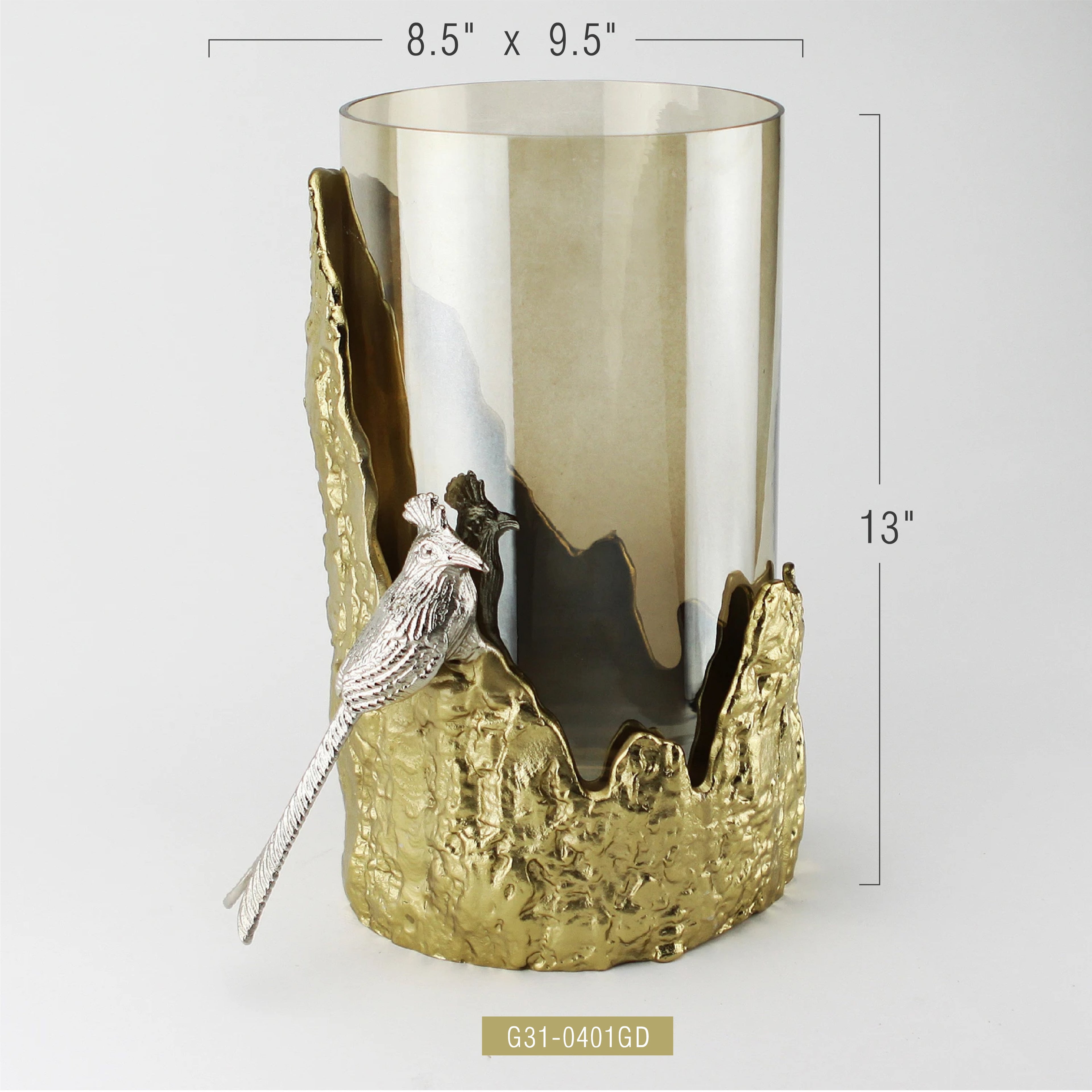 Bougeoir avec vase ouragan en verre