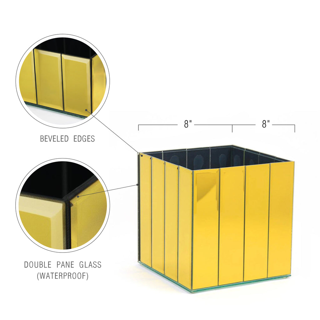 Vase carré en verre miroir