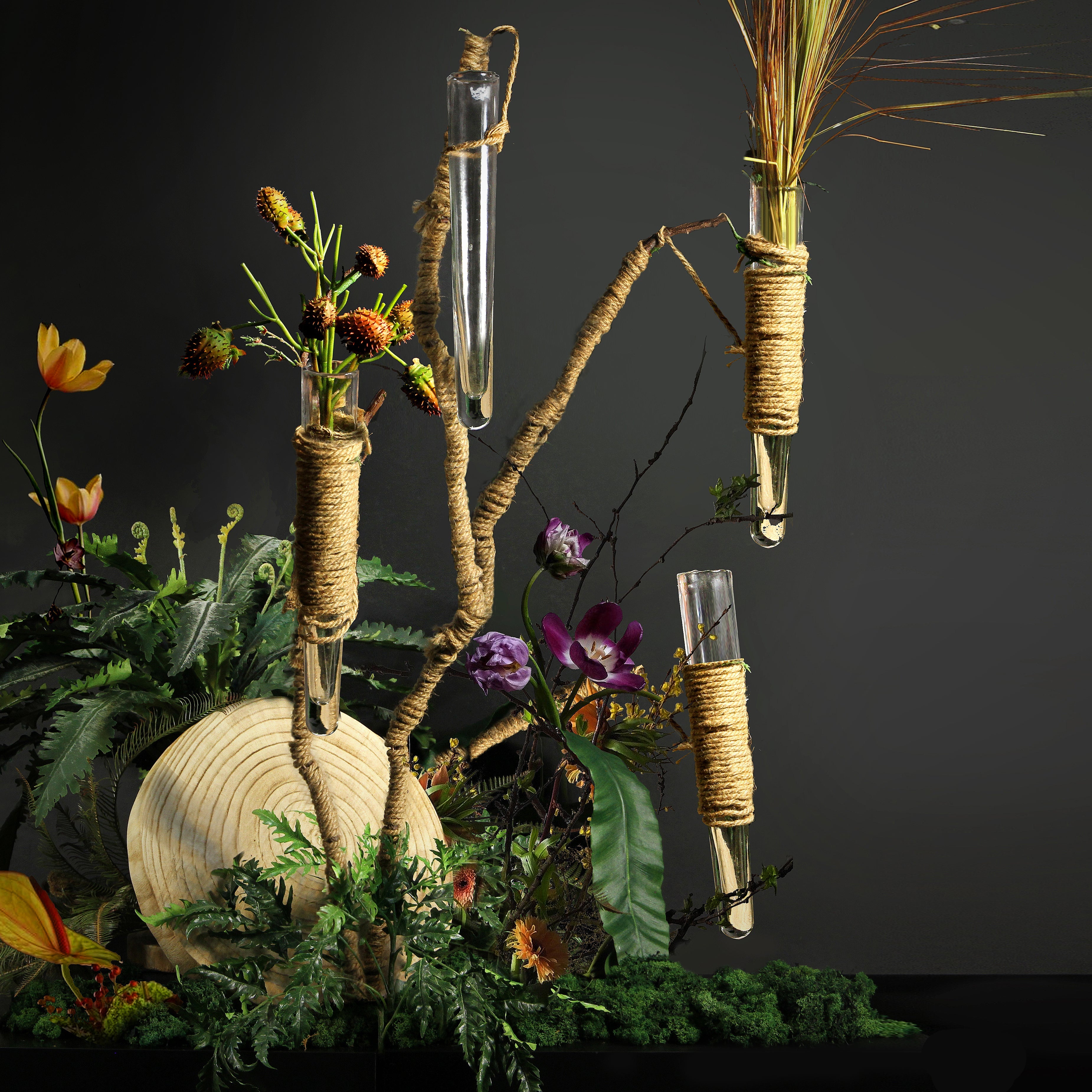 Vase à bourgeon en tube de verre (lot de 4)