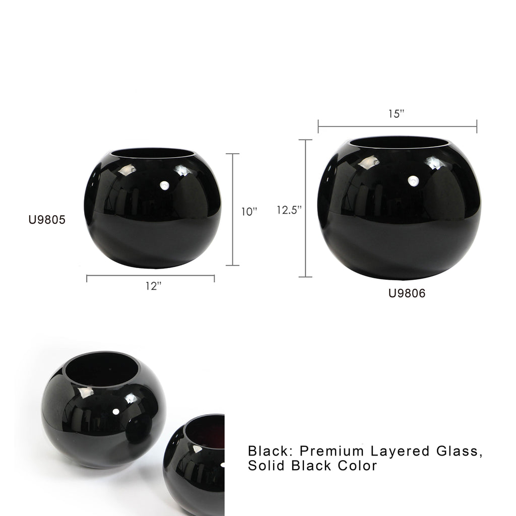 Vase bulle en verre noir